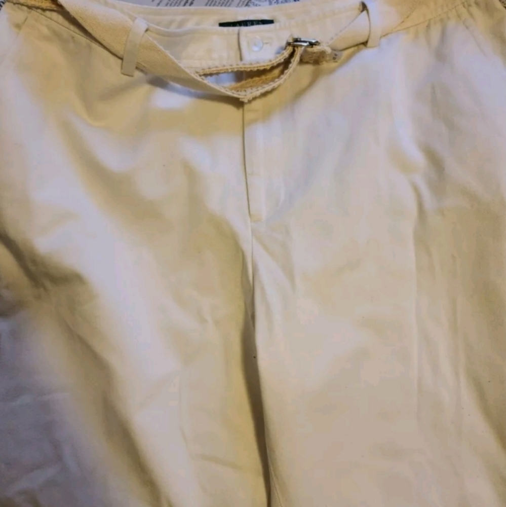 Women's Ralph Lauren Cream Pants With Belt Size 16 NWT